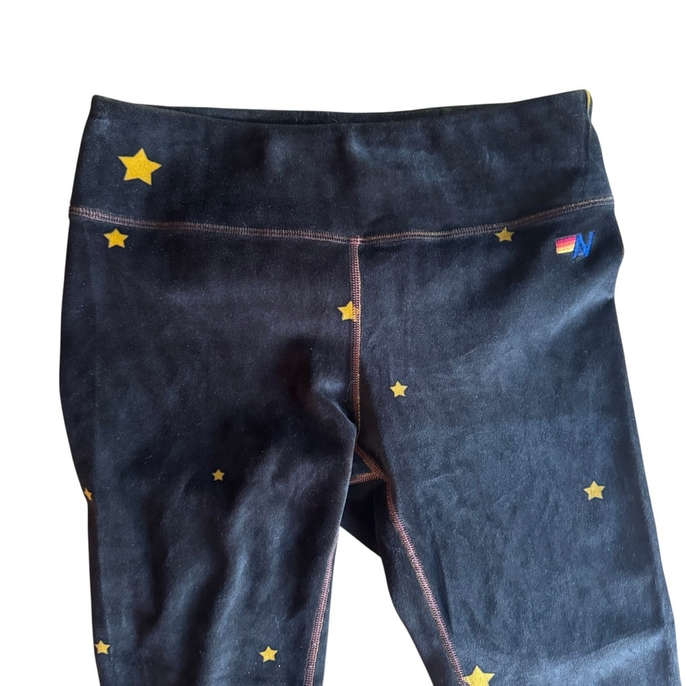 AVIATOR NATION RARE Galaxy Stars Black Velvet Velour Collection Leggings Small